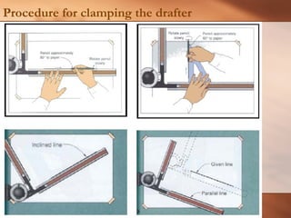 Procedure for clamping the drafter
 