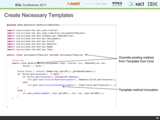 Create Necessary Templates Override existing method from Template from Core Template method invocation 