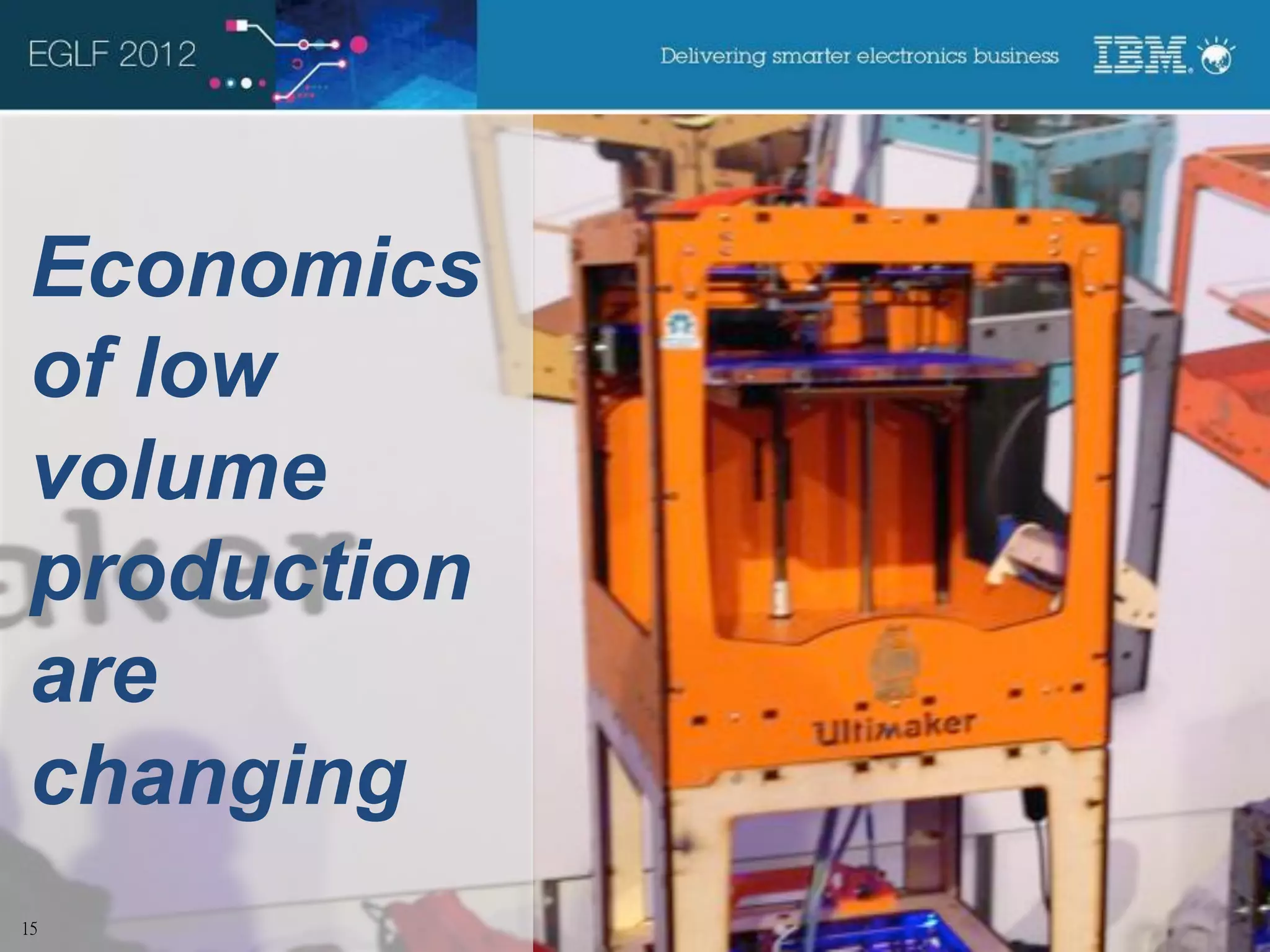 Economics
of low
volume
production
are
changing
             © 2012 IBM Corporation
 