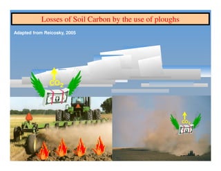 Losses of Soil Carbon by the use of ploughs
Adapted from Reicosky, 2005




               CO2




                                                          CO 2
 