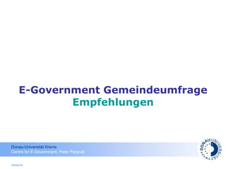 E-Government Gemeindeumfrage   Empfehlungen 05/02/10 