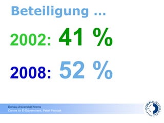 Beteiligung … 2002:  41 % 2008:  52 % 