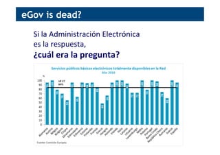 Si	
  la	
  Administración	
  Electrónica	
  	
  
es	
  la	
  respuesta,	
  	
  
¿cuál	
  era	
  la	
  pregunta?	
  
eGov is dead?
 