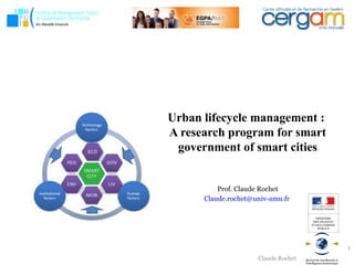 Claude Rochet
Urban lifecycle management :
A research program for smart
government of smart cities
Prof. Claude Rochet
Claude.rochet@univ-amu.fr
1
 