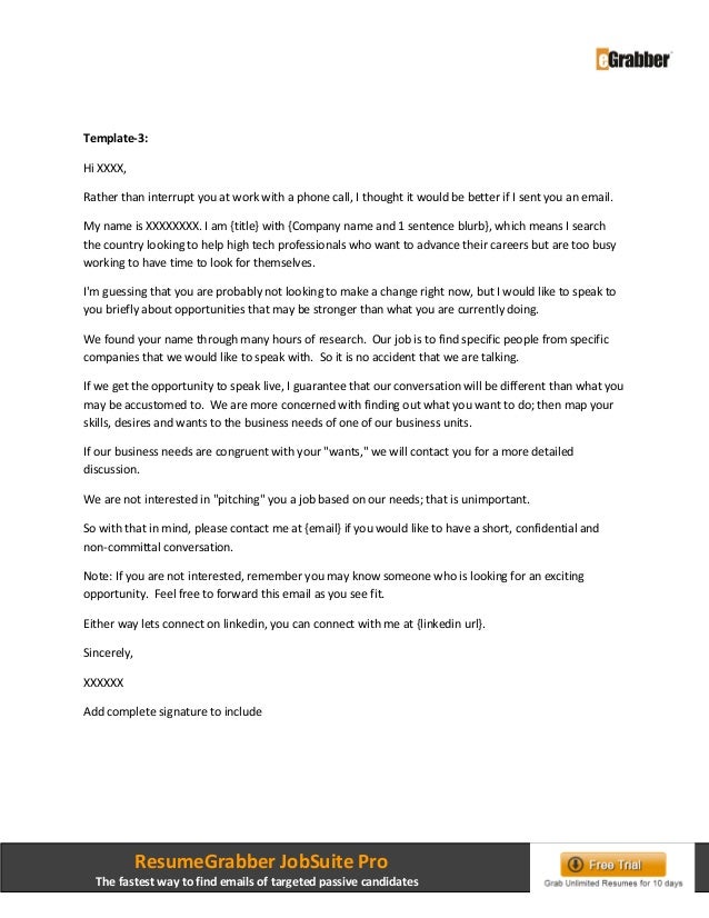 email templates that gets you 70 response from passive candidates