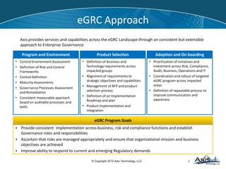 The Solution
• Extend the Big Data approach to structured data
• Create an Agile Data Management environment
• Extend the Google experience to Corporate Data
• Introduce Web 3.0 concept of Ontology and RDFs to Corporate Data
 new method for accessing, combining, using and sharing data from
disparate information sources, regardless of variations in underlying data
structures
• Partnership with vendors in the Semantic Web technology space
 Fit Solution to Client Requirements
12© Copyright 2012 Axis Technology, LLC
 