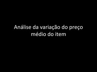 Análise da variação do preço
médio do item
 