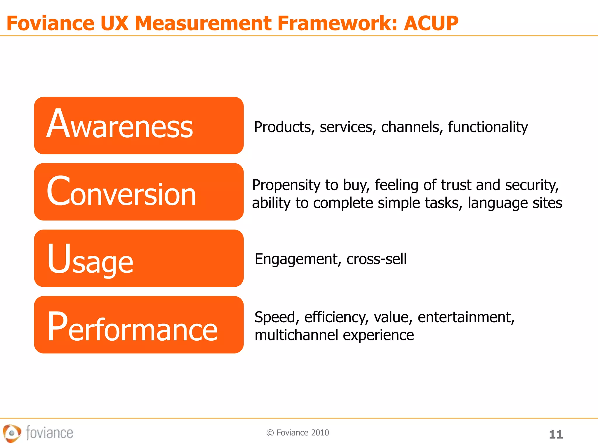 Technologies include eye tracking, EEG etc.Web AnalyticsUnderstand behaviour on the site from a user perspective