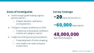 Areas of Investigation
● Online shopping with leading regional
grocery banners
○ Shopper behavior, satisfaction,
and expec...