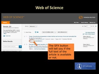 The SFX button
will tell you if the
full text of the
article is available
or not.
 