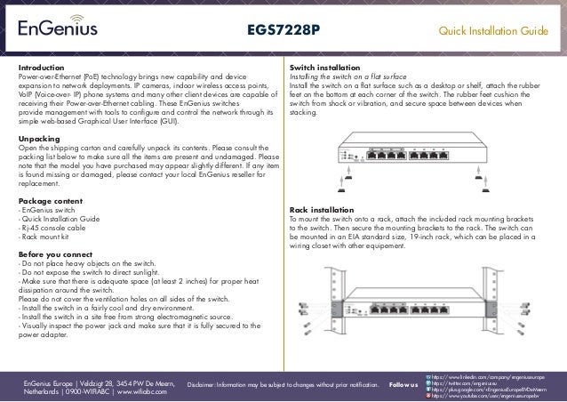 Quick Installation Guide EnGenius EGS7228P Business Layer 2 managed P…