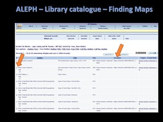ALEPH – Library catalogue – Finding Maps
 