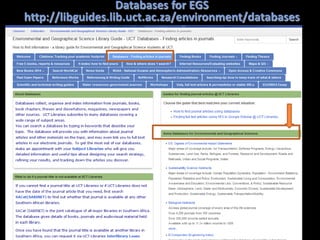 Databases for EGS
http://libguides.lib.uct.ac.za/environment/databases
 