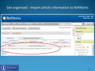 Get organised - Import article information to RefWorks
62
 