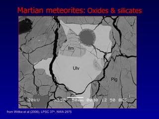 Martian meteorites:   Oxides & silicates from Wittke et al (2006), LPSC 37 th , NWA 2975 