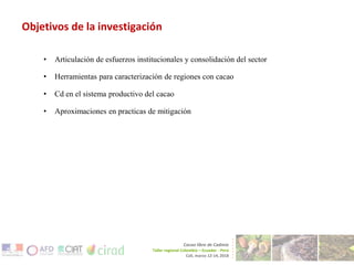 Aportes para el manejo de Cd en cacao