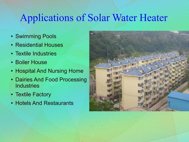 Working Principle of Solar Water Heater | ODP | Water Services | Home ...