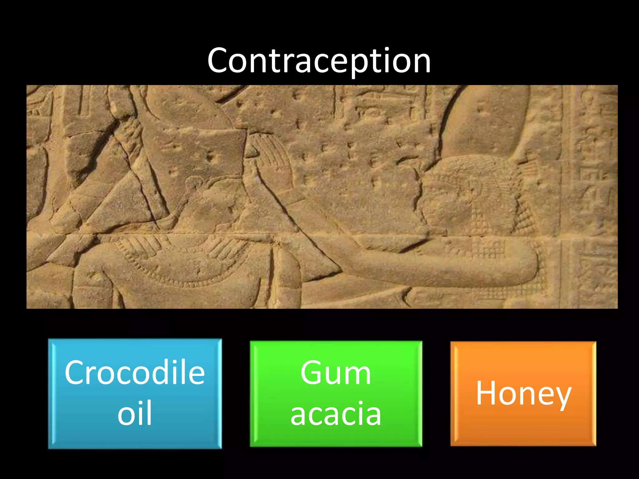 Contraception
Crocodile
oil
Gum
acacia
Honey