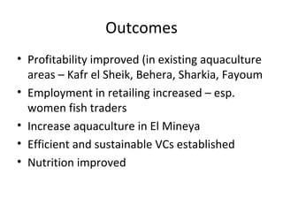 Update on Egyptian aquaculture value chain development