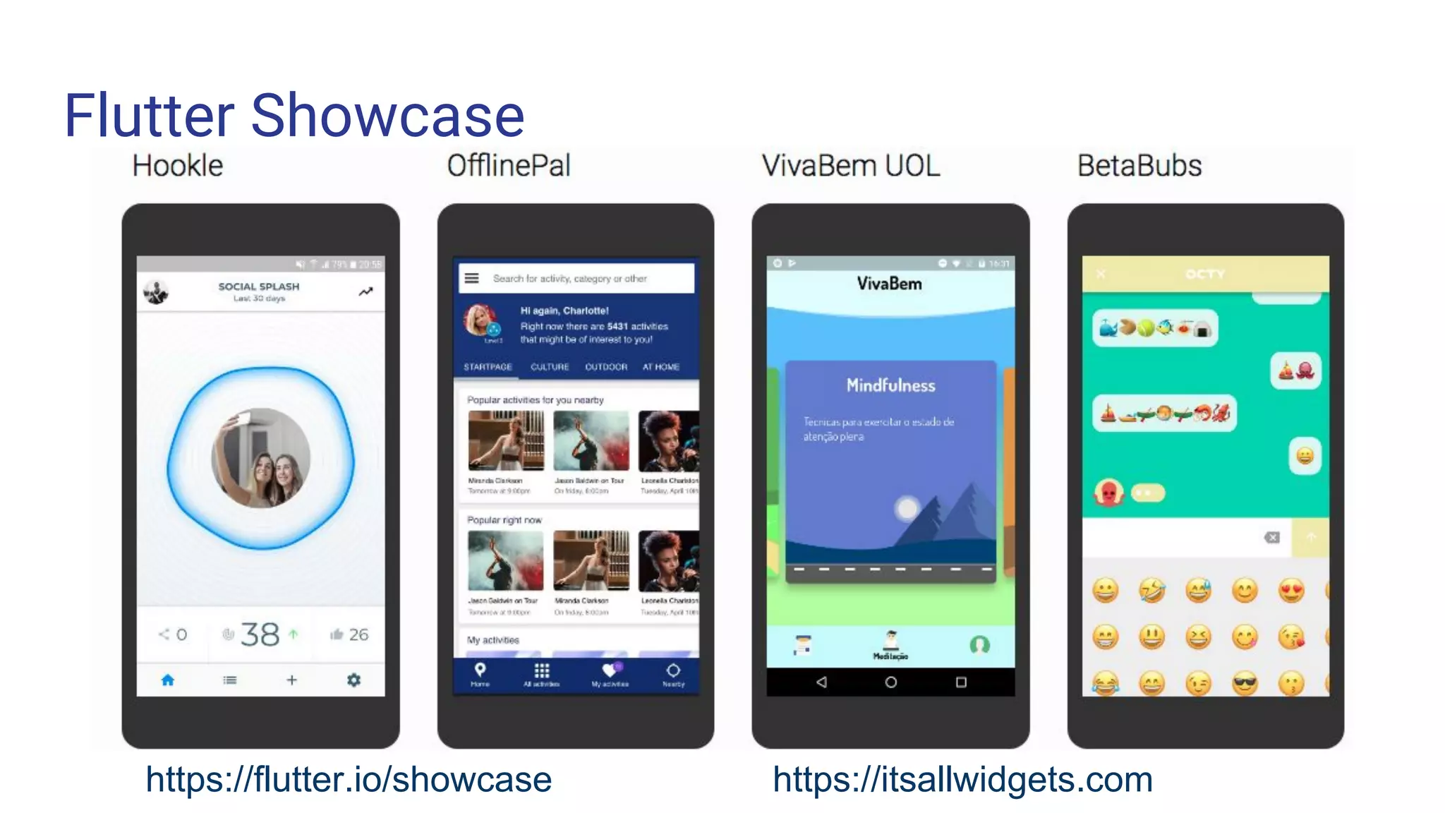 Flutter Showcase
https://flutter.io/showcase https://itsallwidgets.com
 