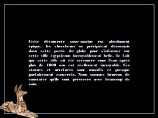 Cette découverte sous- marine est absolument
épique, les chercheurs se précipitent désormais
dans cette partie du globe pour s’informer sur
cette ville égyptienne incroyablement belle. Le fait
que cette ville ait été retrouvée sous l’eau après
plus de 1000 ans est réellement incroyable. Ces
statues et artefacts sont massifs et presque
parfaitement conservés. Nous sommes heureux de
constater qu’ils sont préservés avec beaucoup de
soin.
 
