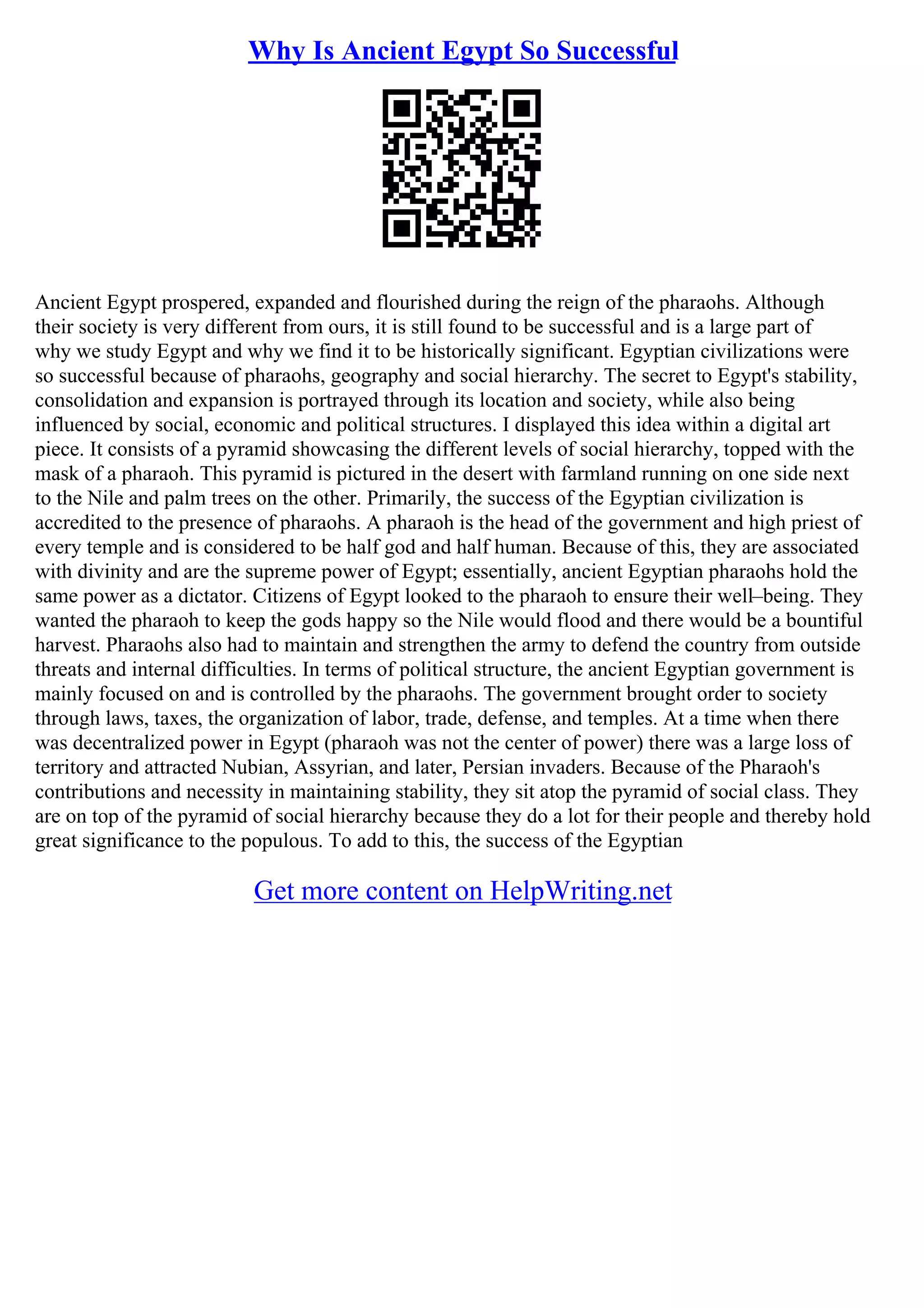 Egyptian Civilization Essay | PDF
