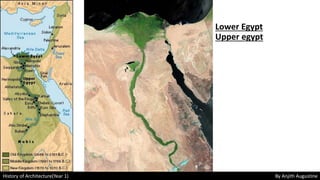 History of Architecture(Year 1) By Anjith Augustine
Lower Egypt
Upper egypt
 