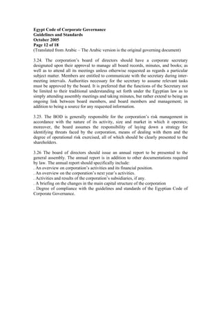 Egyptian code of corporate governance | PDF
