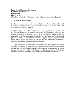 Egyptian code of corporate governance | PDF