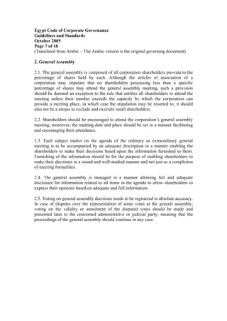 Egyptian code of corporate governance | PDF