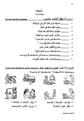 ,
&LA>
Exercises
Â¥ ,
WULul.&a .-&
p) Â¡.
Put the suitable oronoun
' IÃ‡Lcl. ii^lol] I& ( Y
Look at the nicture& make sentences JAÃˆ .
 