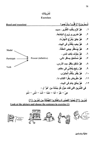 Exercises
.i-i.jJl^^AyL&& .t
,&,,AU--j >JÃ * 9
Modal * u

.
.L>"^Li-J*-!JÃ .'l
participle -
-
+ Present (infinitive) .&jLsj(Ja-iai'JÃ .V
-O-J'^lcopy(JU.l(JS.MjÃ .A
Verb 5
.(-i"yiy-Â¥"@JJ .'
Look at the picture and choose the sentence in exercise (1)
 