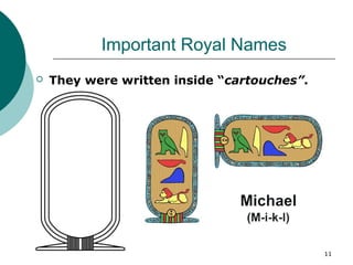 Important Royal Names
11
 They were written inside “cartouches”.
 