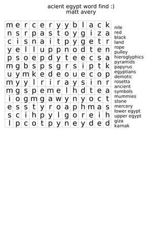 Egypt word search