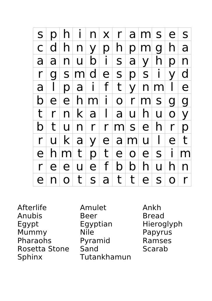 Egypt word search