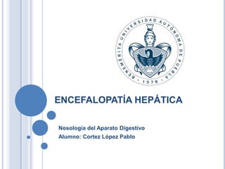 ENCEFALOPATÍA HEPÁTICA
Nosología del Aparato Digestivo
Alumno: Cortez López Pablo
 