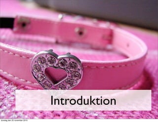 Introduktion
http://www.ﬂickr.com/photos/beeep/119700949/sizes/z/in/photostream/
torsdag den 25 november 2010
 