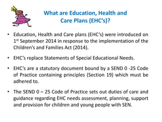 Education, Health and Care Plans Workshop | PPTX