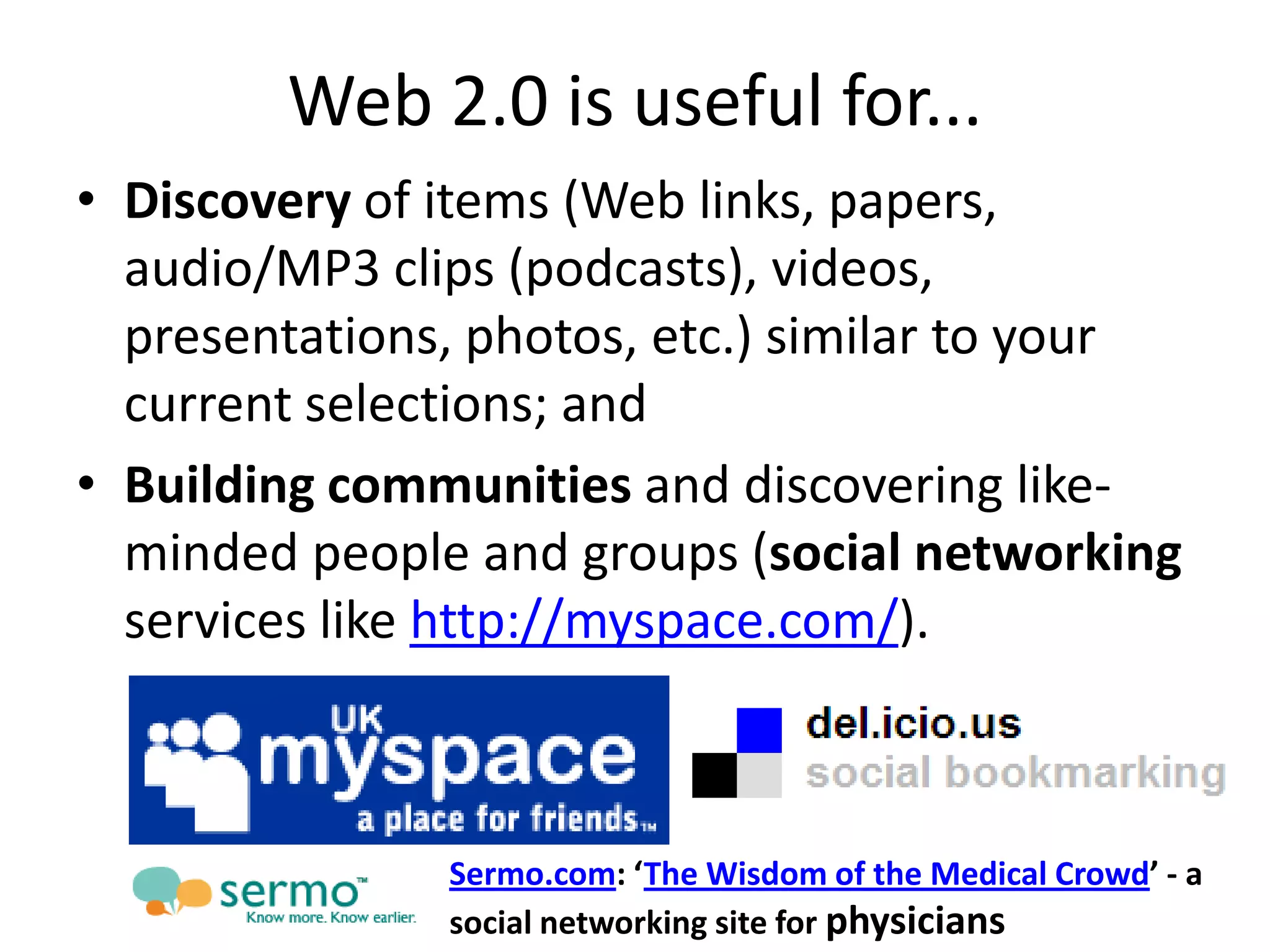 e-Health and the Social Web ("Web 2.0")/the 3-D Web: Looking to the future with sociable technologies and social software