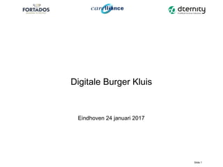 Slide 1
Digitale Burger Kluis
Eindhoven 24 januari 2017
 