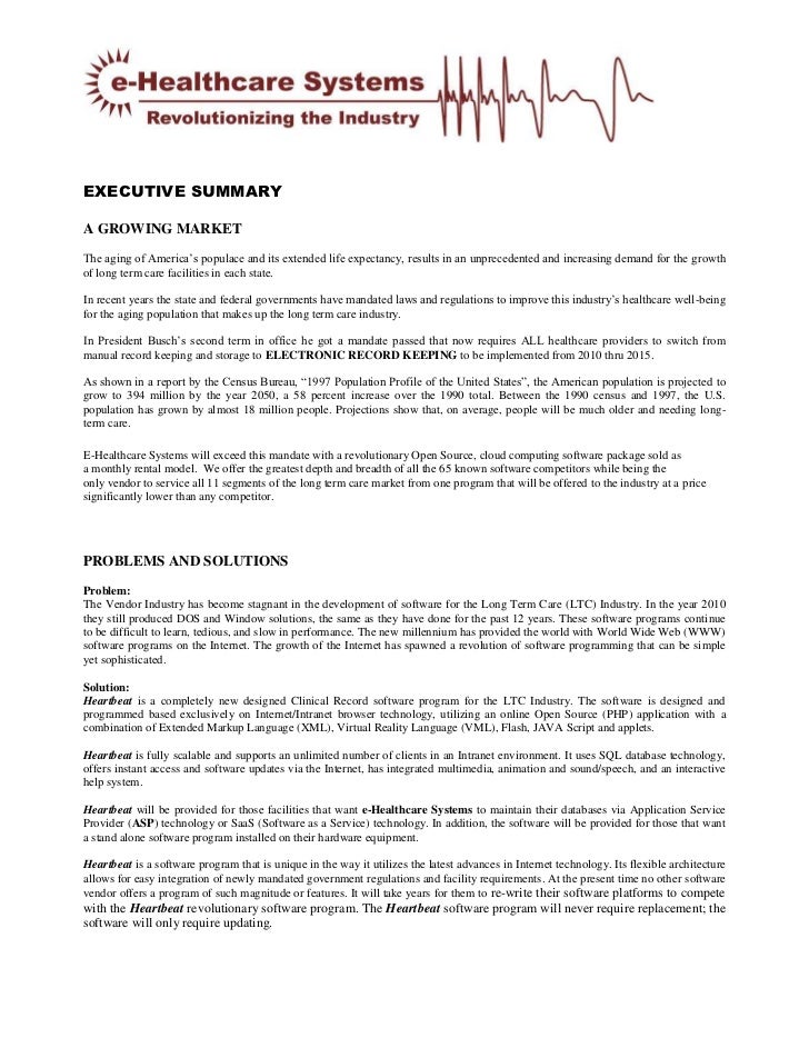 e healthcare systems executive summary sept 2010 1 728