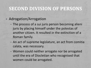 Principles of Roman Law: Law of Persons | PPTX