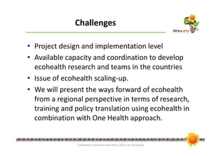 Ecohealth initiatives in Southeast Asia and perspectives of linkages with Africa