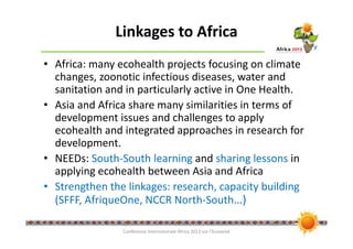 Ecohealth initiatives in Southeast Asia and perspectives of linkages with Africa