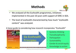 Ecohealth initiatives in Southeast Asia and perspectives of linkages with Africa