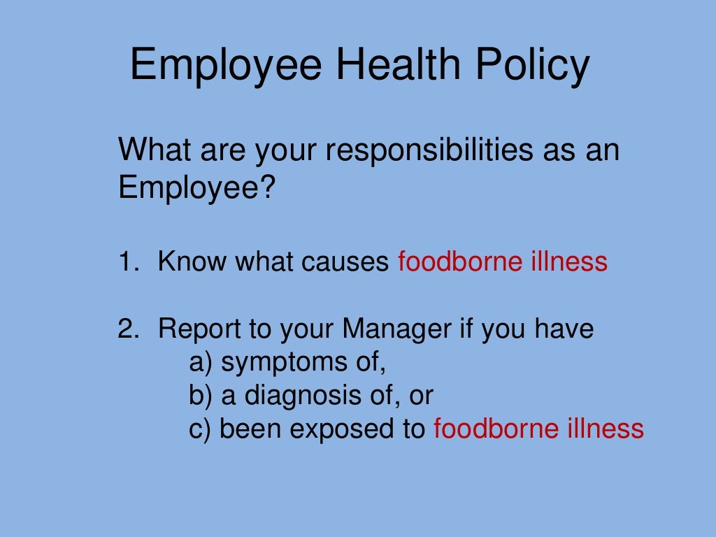 Food Service Employee Health Policy