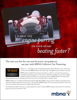 MBNA Classic Car Financing Print Ad
