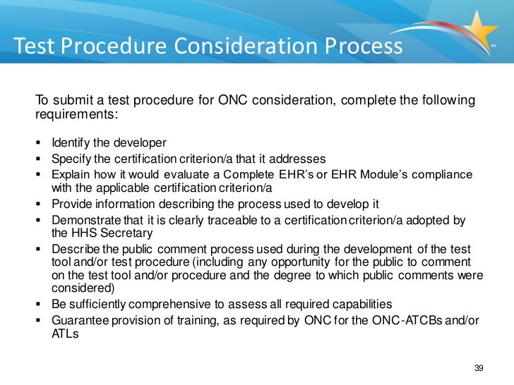 Test Procedure Consideration Process To