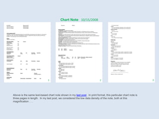 Above is the same text-based chart note shown in my last post. In print format, this particular chart note is
three pages ...
