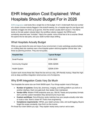 EHR Integration Cost Explained: What Hospitals Should Budget for in ...